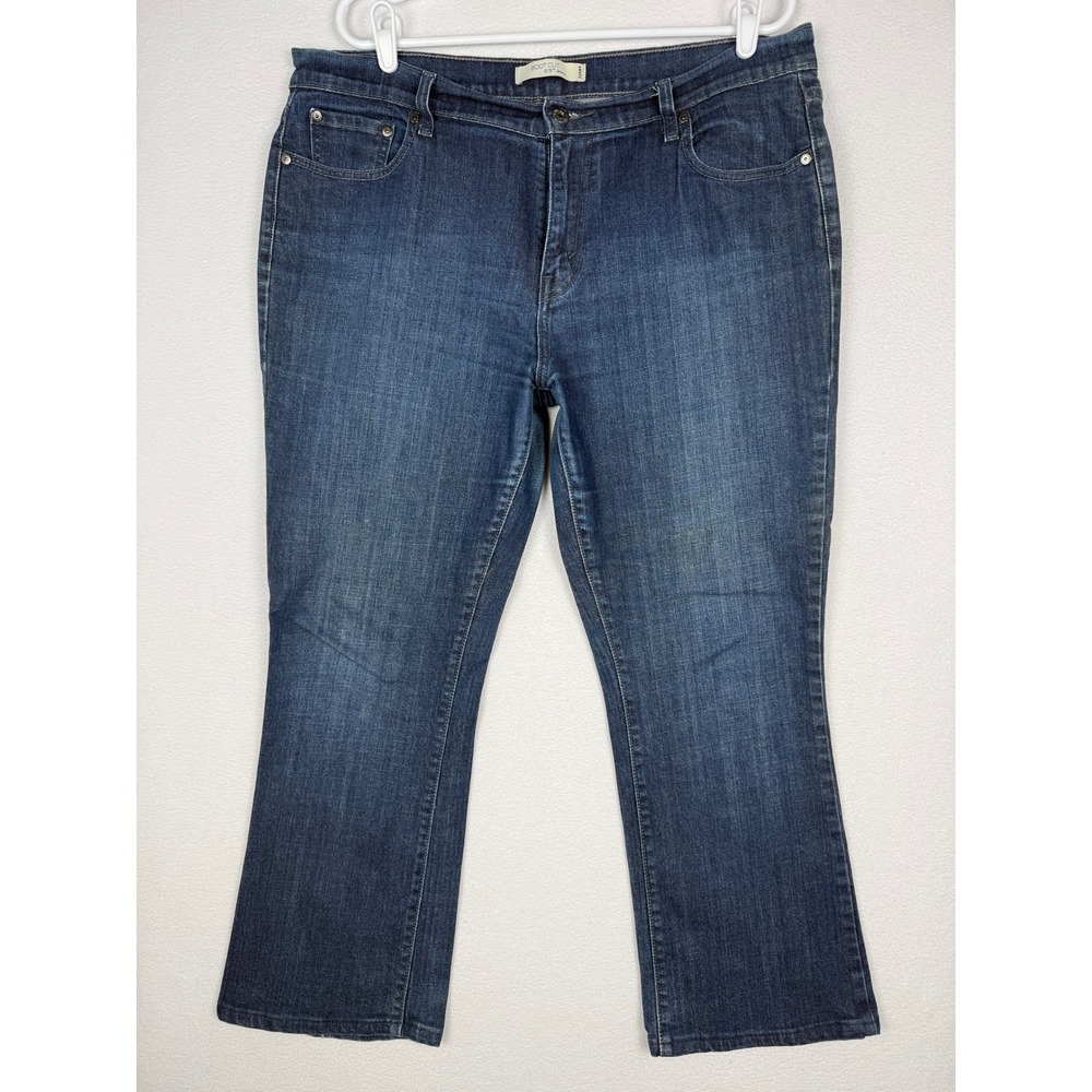 Levis 515 Bootcut Jeans Womens 16 L Blue Studded Pocket Mid Rise Stretch Denim